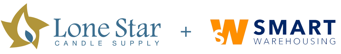 Lone Star Candle Supply logo and Smart Warehousing logo joined by a plus sign
